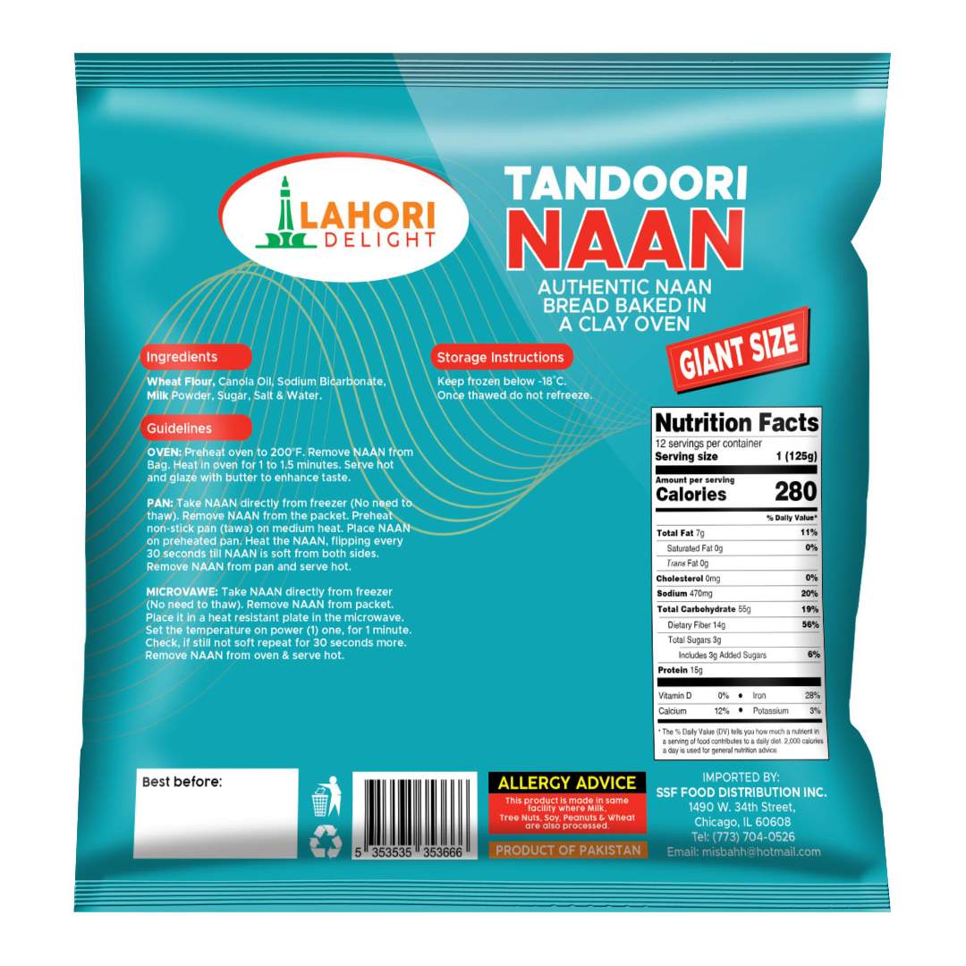 Tandoori Naan Giant Size (12pcs) - Lahori Delight